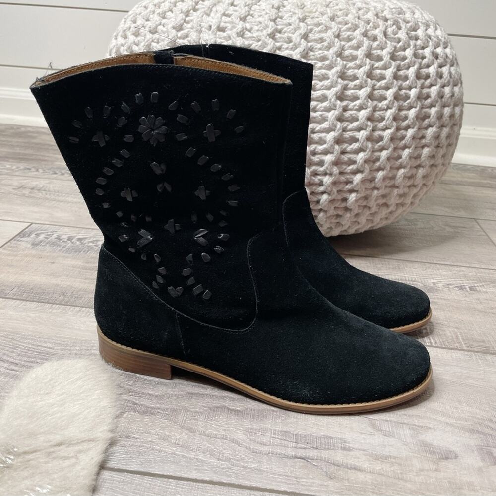 Jack Rogers Kaitlin Stitched Suede Boots Black Size 9.5M - Picture 2 of 10